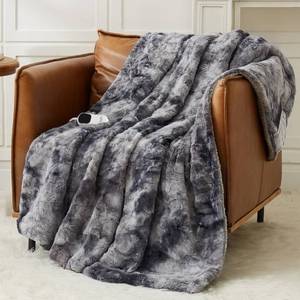 lot 7373 image: Homemate Heated Blanket Electric Heating Throw 50x60 Plush Faux Fur Sherpa (not the same design as photo)