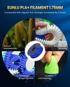 lot 7379 image: SUNLU PLA2.0 3D Printer Filament, matte pla (blue green color), 1KG