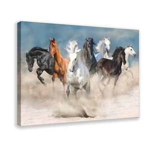 lot 7387 image: Seven Running Horses Painting Vastu Wall Art Poster 7 Lucky Horse Pictures 8 Canvas Bedroom Decor Office Room Decor Gift Frame-style Frame-style12x18inch(30x45cm)
