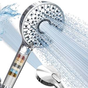 lot 8397 image: Magichome Filtered Shower Head with Handheld, 10-Mode Adjustable Detachable Chrome Showerhead wStainless Hose, Water Softener Filter Beads for Hard Water - Remove Chlorine, Reduce Dry Itchy Skin