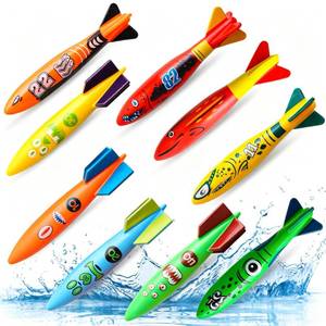 lot 8400 image: Dive Rings Pool Toys Adults, 9 Pcs Diving Pool Toy for Kids Ages 4-8, Shark Torpedo Dive Set, Octopus Toddler Water Fun Toys, Summer Essentials Underwater Swimming Throwing Gifts for Boys & Girls