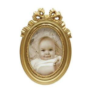 lot 8408 image: Kangce Vintage Picture Frames 2.5x3.5 Ornate Wallet Size Oval Small Gold Picture Frames for Tabletop and Wall Mount Retro Home Decor Antique Wall Decor with Embossed Bead and Bow