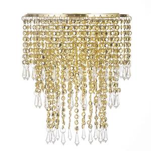 lot 8429 image: Waneway Acrylic Chandelier Shade, Ceiling Light Shade Beaded Pendant Lampshade with Crystal Beads and Gold Frame for Bedroom, Wedding or Party Decoration, Diameter 8.7 inches, 3 Tiers, Gold