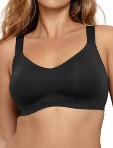 lot 8430 image: COMFELIE Wireless Minimizer Bras for Women Full Coverage Support and Lift Wire-Free Comfort Bra No Underwire Black XL