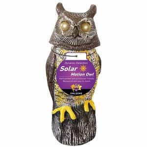 lot 13465 image: Owlsome Solar Owl with Glowing Eyes, Rotating Head, Hoot Sound, Motion Detector and Silent Mode, Plastic Owl Garden Sculpture, Garden Decoration