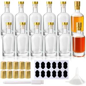 lot 13469 image: BPFY 12 Pack 3oz Glass Liquor Bottles with Caps, Empty Mini Vodka Bottles
