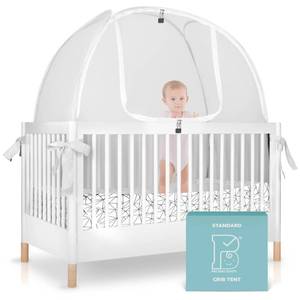 lot 13471 image: Crib Tent to Keep Baby from Climbing Out �� Breathable Pop-Up Crib Net to Keep Baby in, Anti-Climb Safety Cover with Auto-Lock Zipper, Easy Install Fits Standard Cribs