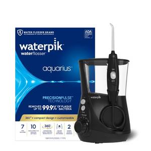 lot 13489 image: Waterpik Aquarius Countertop Water Flosser with 10 Settings, 7 Tips, Black