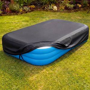 lot 13496 image: Tigeen Rectangular Pool Cover for Inflatable Pool, Waterproof Dust Cover with Built in Elastic & Extra Buckle Heavy Duty Protection for Outdoor (90 X 60 X 21,Black)
