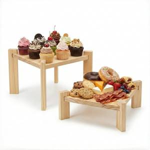 lot 13512 image: 2pack Wooden Display Risers, Wood Charcuterie Boards, Table Risers for Display, Food Display Risers for Party,Easy to Install Anywhere��Suitable for Queuing, Kitchens, Restaurants, Etc