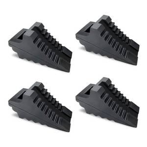 lot 13523 image: HOXWELL Solid Heavy Duty Rubber Wheel Chocks 4 Packs for Cars, RVs, Trucks, Trailers, ATV, and Vehicles, G.V.W. up to 8T, Anti Slip Bottom Tire Chock 8.6 x 3.7 x 4.7