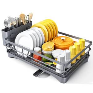 lot 13540 image: SNTD Dish Drying Rack for Kitchen Counter, 11.8 W x 16.7 L, Grey