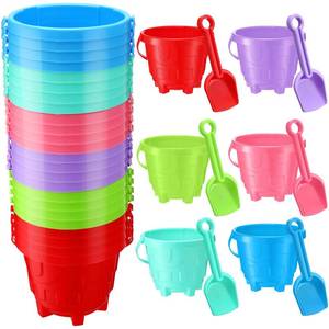 lot 13544 image: Thyle 48 Pcs 5.7 Sand Buckets and Shovels Bulk for Kids, 24 Plastic Beach Buckets and 24 Pail Beach Castle Mold Sand Toys for Summer Pool Party Favor Supplies, 6 Assorted Colors