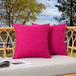 lot 14000 image: Kevin Textile Outdoor Waterproof 24x24 Pillow Covers 2 Pack, Hot Pink