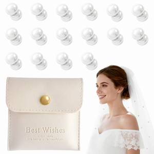 lot 14008 image: Kehimeho 16 Pairs of Double-Sided Pearl Veil Weights Invisible for Keeping Long Veils in Place, Premium Wedding Accessories for Outdoor Weddings