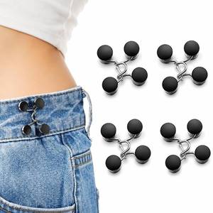 lot 14009 image: Urmspst 4 Set Pant Waist Tightener, Adjustable Waist Buckle Set, Extra Button for Jeans to Make Tighter, Button Adjuster for Pants, Jeans, Skirts, Sleeves, (Black)
