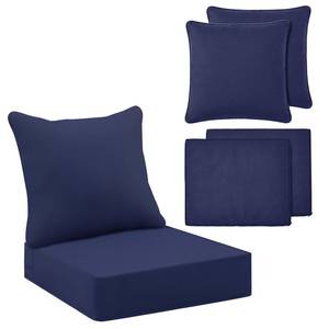 lot 14014 image: Tingjoo 2 Set 24x24x4 Inch Outdoor Chair Cushions Covers, Waterproof UV Resistant Patio Cushion Replacement Seat Slipcovers, and 24 x 20 Back Covers with Zipper for Furniture, Deep Seat Sofa (Navy)
