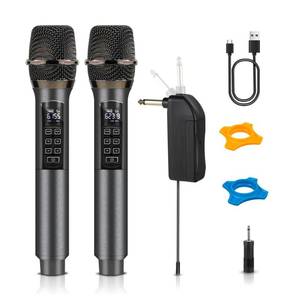 lot 14023 image: Wireless Microphones for Karaoke Singing, Professional Dual Cordless Mic System with 500ft Range, Rechargeable Receiver, 2.4GHz Auto-Connect, AI Noise Cancelling, EchoVol Control for DJ Church Party