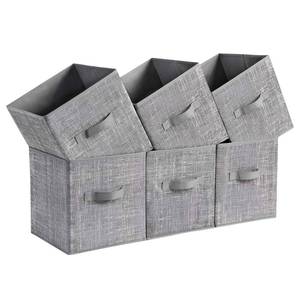 lot 14037 image: SONGMICS Storage Cubes, 11-Inch Non-Woven Fabric Bins with Double Handles, Set of 6, Closet Organizers for Shelves, Foldable, for Clothes, Cattail Gray UROB26LG
