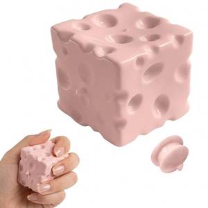 lot 14064 image: 2.7 Inch Cheese Squishy Skin, Big CheeseSquishy for Mood Relief and Focus Improvement, Cheese BlockSquishy with Soft Texture, Squeeze Cheese Sensory Tool, Large Pink Cheese Stress Tool