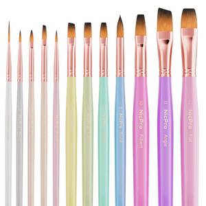 lot 14065 image: Nicpro 12pcs Artist Paint Brush Set, Paint Brushes for Acrylic Painting