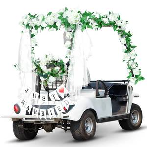 lot 14068 image: WinnerWhy 7 Pcs Wedding Golf Cart Decorations 1 Just Married Sign Banner 2 Rose Garland 2 Sheer Chiffon Draping Fabric for Golf Cart Car Decoration Accessories Anniversary Party Honeymoon Favor Gifts