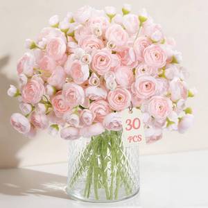 lot 14070 image: Alupssuc 30Pcs Ranunculus Artificial Flowers Faux Silk Mini Flowers Indoor