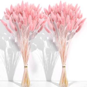 lot 14072 image: 120 PCS Pink Dried Pampas Grass Decor, 17-inch Pompas Floral, Dry Flowers for Decoration, Pampas Grass in Bulk Tall, Pink Bunny Tails Dried Flowers for Boho Wedding Decor
