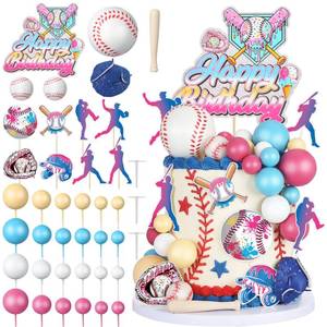 lot 14087 image: Novabright 42 Pcs Ice Cream Drip Baseball Birthday Decorations Baseball Drip Cake Decorations Detachable Sports Cake Toppers for Party Supplies