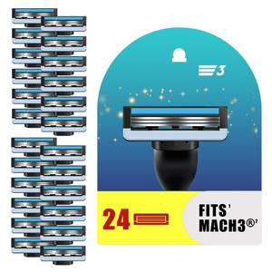 lot 14095 image: 24PCS Razor Blades Refills Compatible with Mach3 Razors, Shaving Blades with Dual Lubricating Srip
