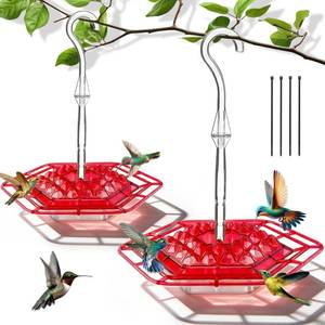 lot 14098 image: 2 Pack Hummingbird Feeder for Outdoors Hanging,Easy to Clean and Refill,Ant Proof No Leak,with 30 Feeding Ports Saucer Humming Bird Feeder Hummingbird feeders for Window
