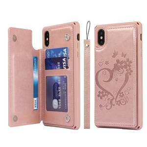 lot 14110 image: Cavor for iPhone X Wallet Case with Card Holder for Women Men, Rose Gold