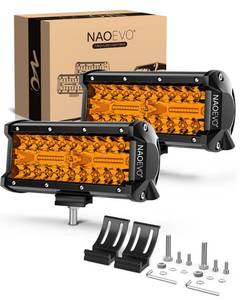 lot 14426 image: NAOEVO 7 Inch Amber LED Light Bar, 240W 24,000LM LED Fog Lights, Amber