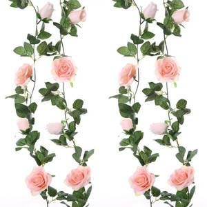 lot 14430 image: Felice Arts 2 Pack Pink Flower Garland Each 6.5FT Artificial Rose Vines