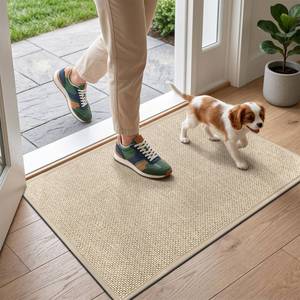 lot 14480 image: LEKEEPGO Door Mat 17x29, Non Slip Door Mat Indoor Entrance, Rubber Backing Indoor Door mats Washable Absorbent Low-Profile Doormat Front Entryway Entry Resist Dirt Inside Door Mats, Khaki