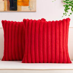 lot 14486 image: Aegero Pack of 2 Faux Fur Christmas Throw Pillow Covers 24x24 Inch, Red