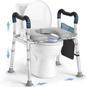 lot 19876 image: KingPavonini Raised Toilet Seat with Handles for Elderly, 500 lbs Capacity