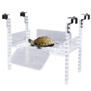 lot 19887 image: SIKGFPN Adjustable Turtle Basking Platform, 10-13 Wide, Slip-Resistant Ramp, Acrylic, Transparent, Ideal for Turtle Tank Accessories