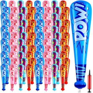 lot 19889 image: Seematn 100 Pcs Inflatable Baseball Bats with Pump, 17 Inch Blow up Bat Set for Kids Carnival Prizes, Classroom Rewards, Birthday, Parade & Summer Pool Party Favors (Blue,Dark Blue,Pink,Red)