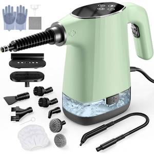 lot 19895 image: Handheld Steam Cleaner, Portable Steamer for Cleaning with 18PCS Accessories, 12s Fast Heating, Pressurized Steam Cleaner for Home, Kitchen, Bathroom, Car Detailing, Window, and Clothes, Green