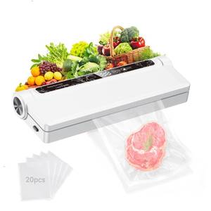 lot 19903 image: Vacuum Sealer Machine for Food, 75KPA Strong Suction, MoistDry Modes, 20 Vacuum Seal Bags for Food, Digital Countdown Timer, Compact Lightweight,with Starter Kits(White), One-Touch Automatic