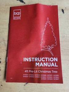 lot 19906 image: BCP 4ft Pre-Lit Christmas Tree Indoor