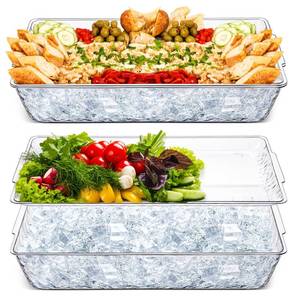 lot 19928 image: Baderke 1 Set 16 x 9 Plastic Chilled Serving Tray for Parties with Compartments Ice Chilled Party Platter Charcuterie Serving Board Cold Dish Dip for Fruit Seafood Vegetable Appetizer (Clear) (1 Deep Tray)