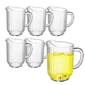 lot 19950 image: WELKOR 32 Oz Plastic Beer Pitcher Set,Commercial Grade Anti-Drip Restaurant Water Pitcher with Handle,Frost-Resistant Design,Ideal for margarita, Sangria, Lemonade Iced Tea (6 Pack, 32oz(900ml))