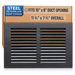 lot 19953 image: Fits 30x8 Duct Opening  Steel Return Air Grille by Handua  Vent Cover Grill for Sidewall and Ceiling  Black  HVAC Cold Air Intake Grille  Outer Dimensions 31.75W X 9.75