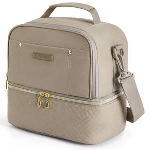lot 20021 image: TOURIT Lunch Bag Women Double Deck Lunch Box Insulated Lunch Cooler for Women Men Work, Camel