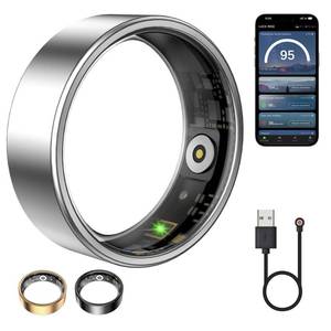 lot 20028 image: WNRTSA Smart Ring for Women & Men, Featuring Stress and Sleep Monitoring Functions, Blood Oxygen, Sleep Monitoring, Long-Lasting Battery, IP68 Waterproof Health Ring, No Subscription (Silver, 8)