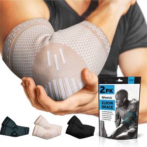 lot 20031 image: POWERLIX Elbow Brace Compression Support - Elbow Sleeve for Tendonitis, Tennis Elbow Brace and Golfers Elbow Treatment, Arthritis, Workouts, Weightlifting �� Reduce Elbow Pain (Black, M)