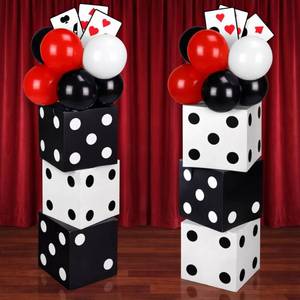 lot 20034 image: Vertintong 60 Pcs Casino Night Themed Party Decorations Dice Boxes Game Night Set 6 11 Inch Large Casino Boxes 6 Jumbo Cards Accessory 48 Balloon for Las Vegas Game(Modern Color,Dice Style)