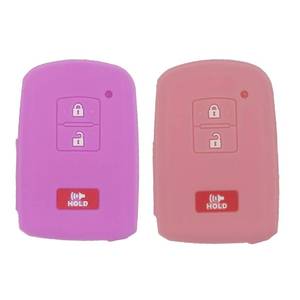 lot 20038 image: WEIBISS 2Pcs Silicone Key Fob Cover Protector Keyless Jacket Remote Holder for 2017 2018 2019 2020 2021 Toyota Tacoma Land Cruise Prius V, PurplePink